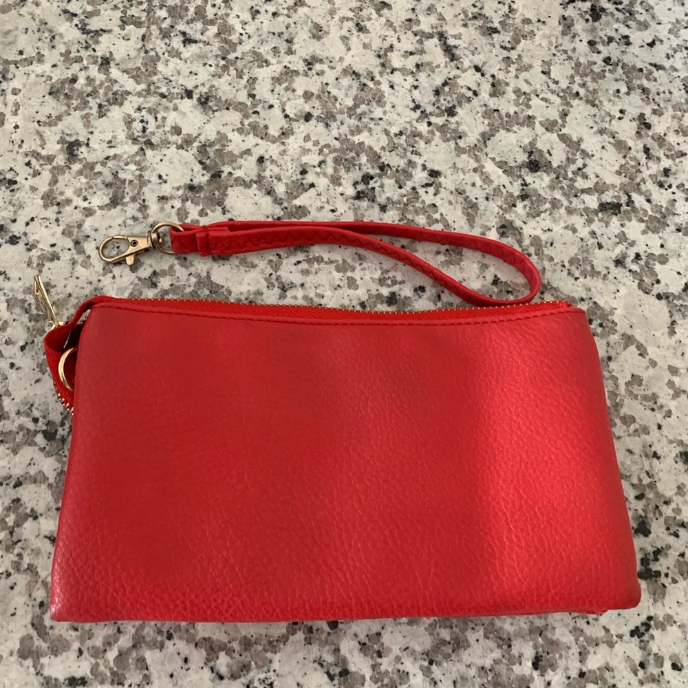 Elegant Red Leather Wristlet